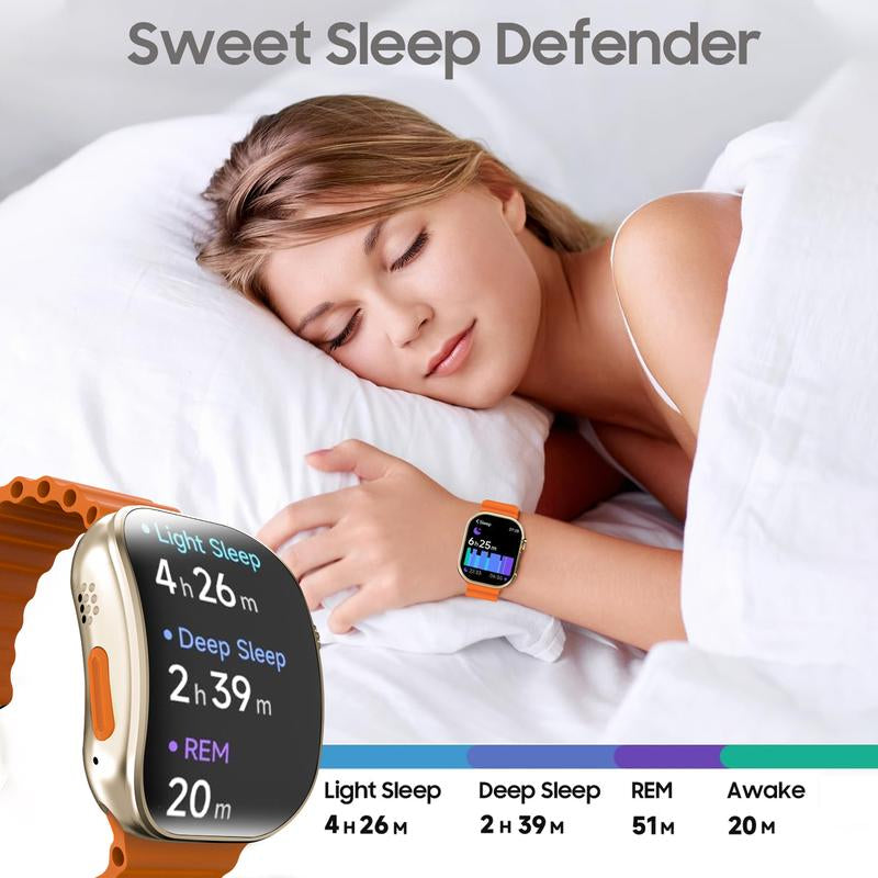 W&O 2.02'' Smart Watch with Wireless Calling Dialing 100+ Sport Modes, Fitness Tracker with Various APP Reminders Call Message Reminder Touch Screen Compatible with Iphone Android Wearable Smart Bracelet Digital Wristwatch Fall Gift