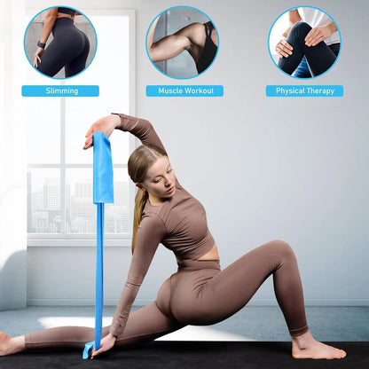 Blue Yoga Pilates Resistance Band Long Training Stretch Bands for Physical Therapy Lower Body Home Gym Strength Elastic Exercise Band