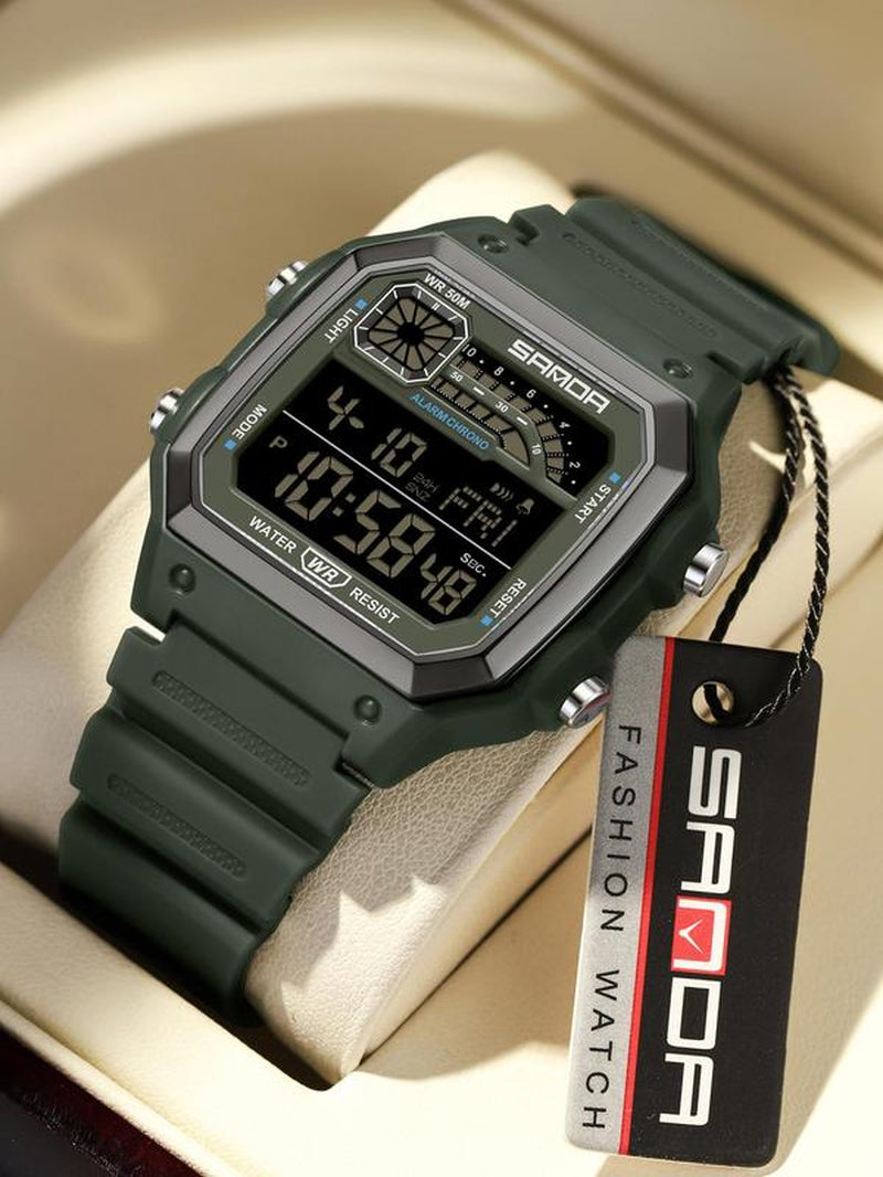 Men'S Sporty Digital Watch, Fashion Digital Watch with Luminous Dial & Alarm Function, Waterproof Watch with Digital Display for Men, Fashionable Waterproof Watch