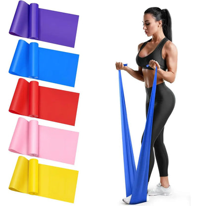 Blue Yoga Pilates Resistance Band Long Training Stretch Bands for Physical Therapy Lower Body Home Gym Strength Elastic Exercise Band