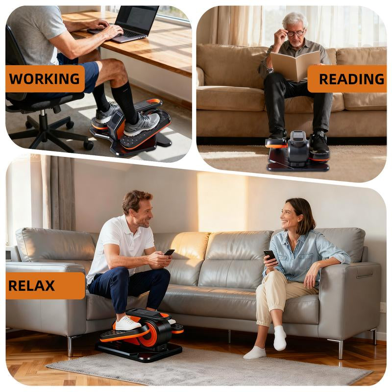 Under Desk Elliptical Machine, Electric Mini Pedal Exerciser with Remote Control & LCD Display, 12 Speed/12 Program Quiet Leg & Arm Trainer for Seniors at Home & Office