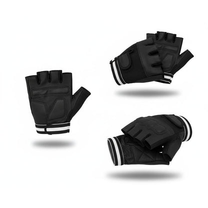 Premium Black Weight Lifting Gloves Leather Padded Training for Men & Women Comfort Fit Sizes S-3XL