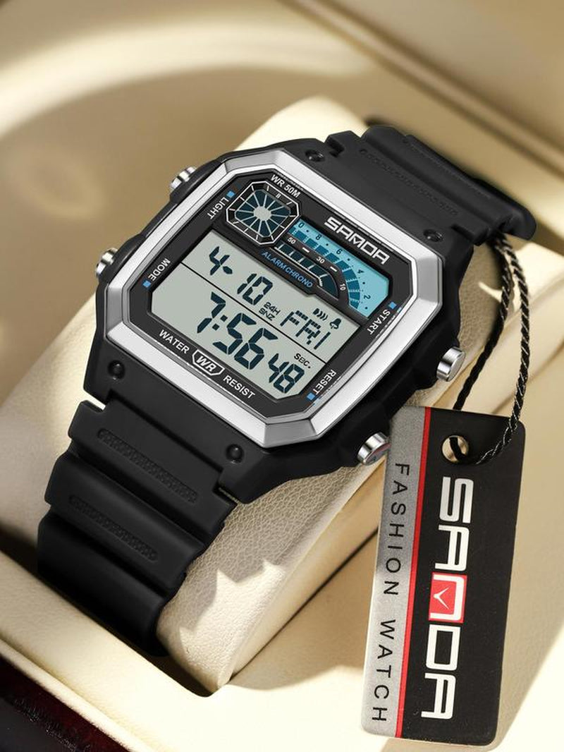 Men'S Sporty Digital Watch, Fashion Digital Watch with Luminous Dial & Alarm Function, Waterproof Watch with Digital Display for Men, Fashionable Waterproof Watch