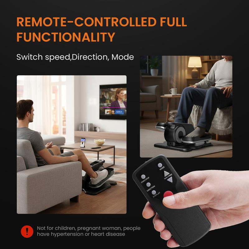 Under Desk Elliptical Machine, Electric Mini Pedal Exerciser with Remote Control & LCD Display, 12 Speed/12 Program Quiet Leg & Arm Trainer for Seniors at Home & Office