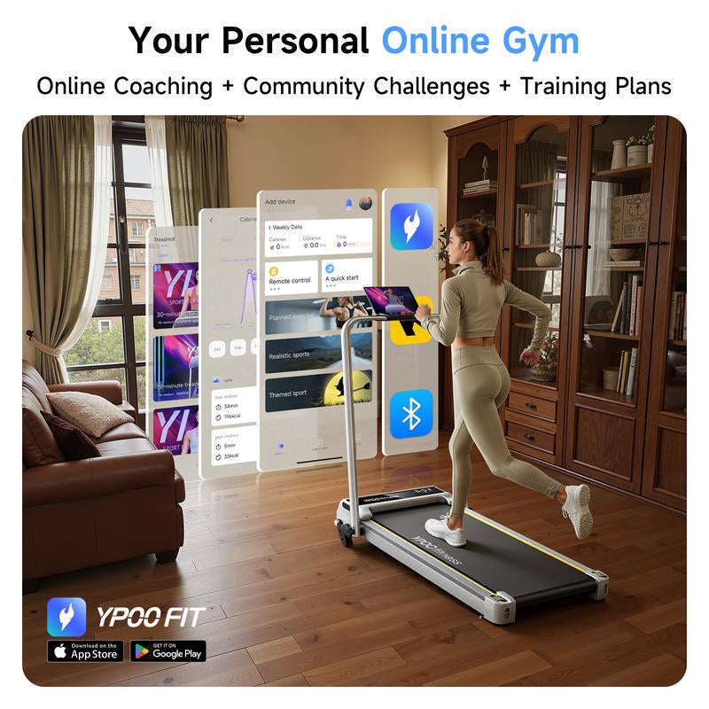 Ypoo Fitness Portable Treadmill 2-In-1 under Desk Walking Pad Treadmills with Manual Incline – Walking & Running for Home and Office Colorful Handrail Display Remote Control Foldin