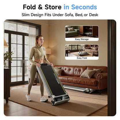 Ypoo Fitness Portable Treadmill 2-In-1 under Desk Walking Pad Treadmills with Manual Incline – Walking & Running for Home and Office Colorful Handrail Display Remote Control Foldin
